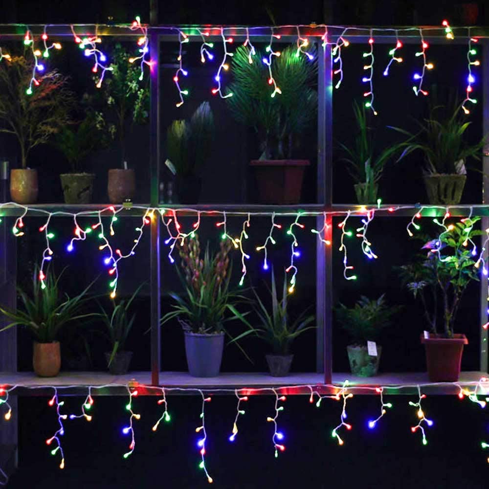 4.6m led julelys utendørs innendørs krans streng fe lys gate istapper gardin 0.4-0.6m hage hjem deco 110-220v: Flerfarget