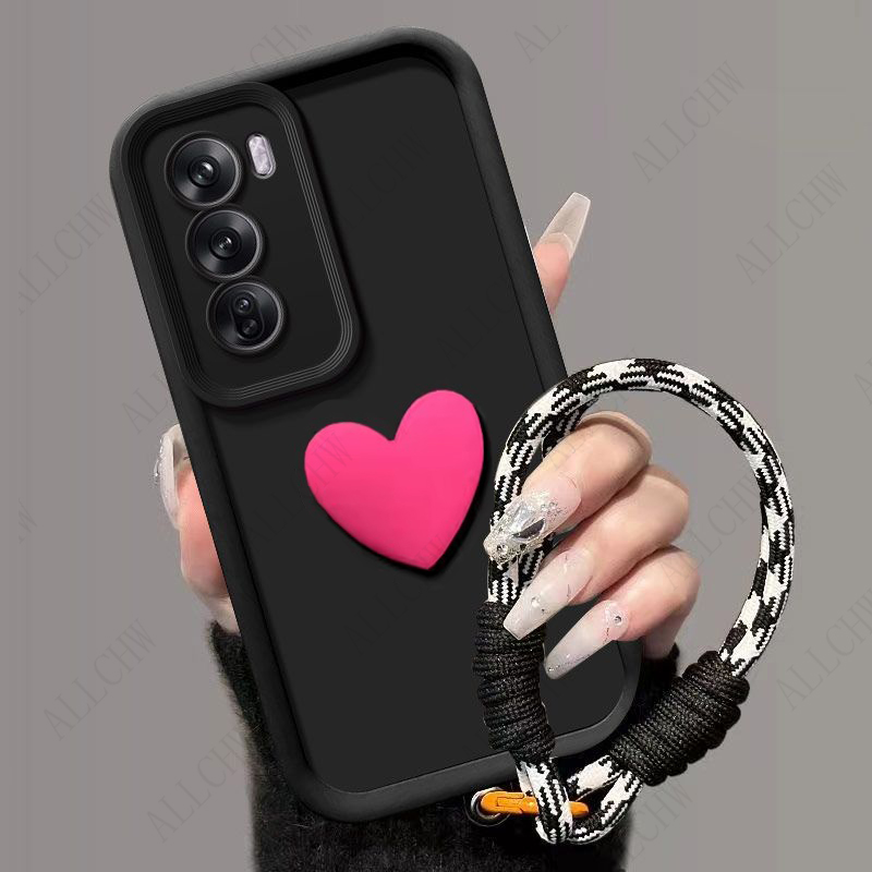 For Infinix 60 Case On Infinix 60i Cover Infinix 60 Phone Case Shockproof 3D Love Heart Hand Strap Back Cover: ABS / Brown