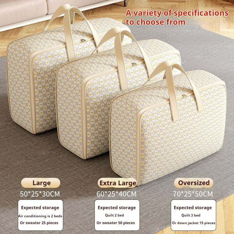 Klesoppbevaringspose med glidelås stor kapasitet sammenleggbar bagasjeflyttingspose med håndtak støvtett dyneoppbevaringspose