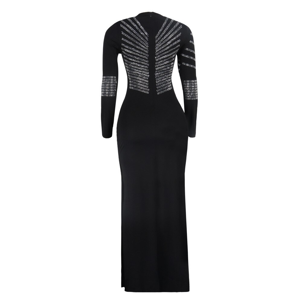 Afrikanische max Kleider Für Frauen Schwarz afrikanisch Langen Kleid Pailletten Oansatz Langen Ärmeln Täglichen Kleid Abendkleid Party Kleid