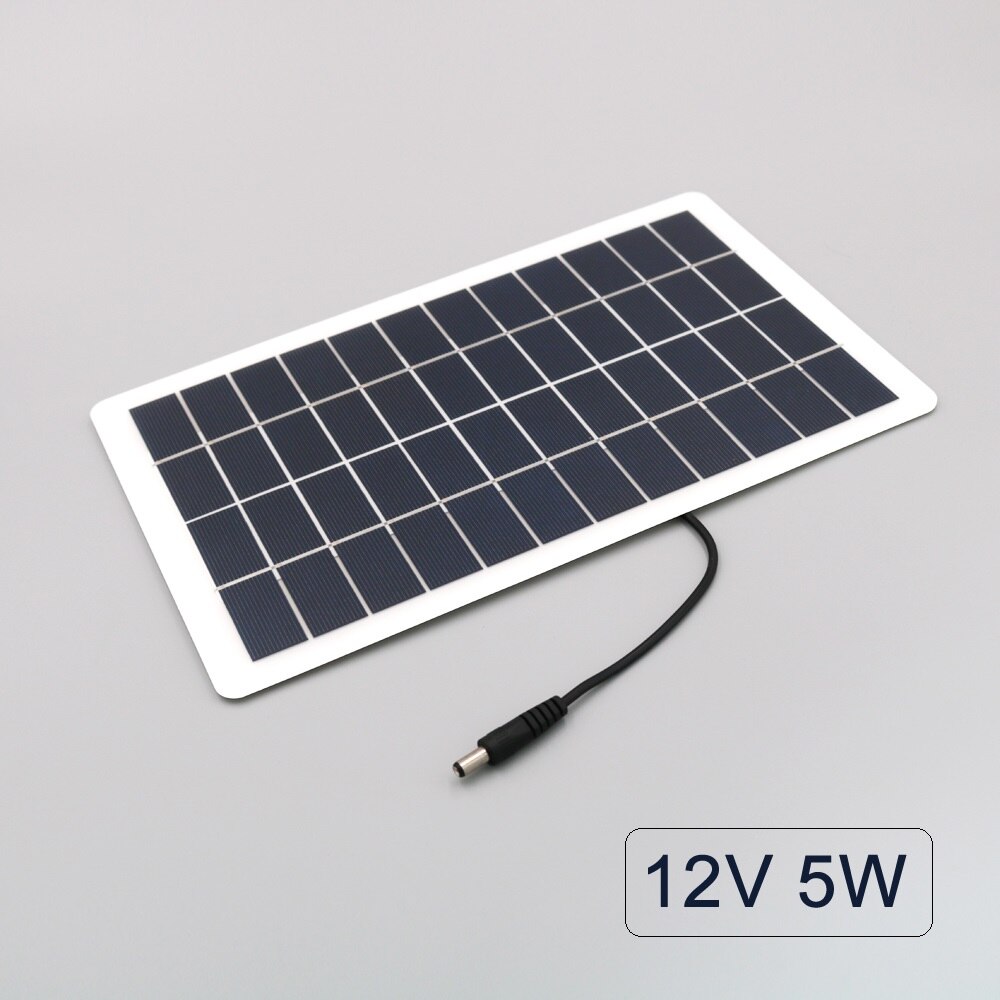 Panel Solar de 12V, 6V de CC, 5W, 7,5 W, DC5.5 x 2,1, cargador de batería, regulador de voltaje, Banco de energía, célula Solar para exteriores, 18650, 3,7, 7,4 y 12,6 V: 12V 5W