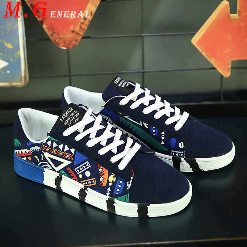 Boardschoenen heren graffiti flats zomer sneakers canvas herenschoenen regenboog man veterschoenen lage heren casual schoen  c63