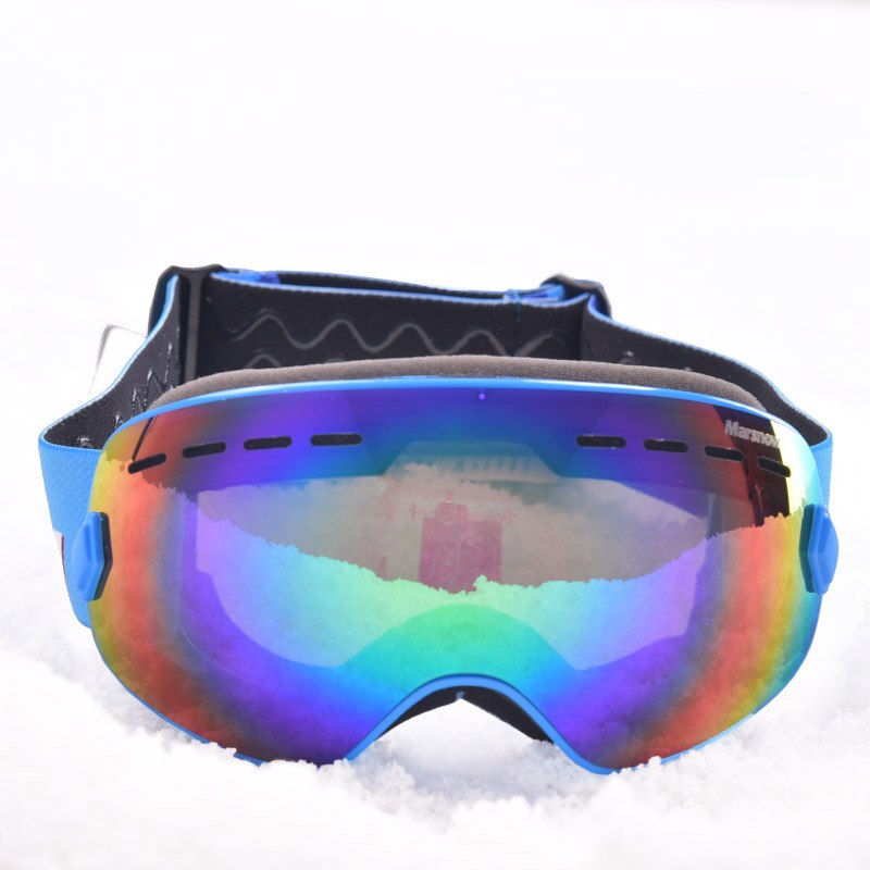Marsnow Skibrille Doppel UV400 Anti-Nebel-Ski Objektiv Maske Brille Skifahren Männer Frauen freundlicher freundlicher Jungen Mädchen Schnee Snowboardbrillen: Erwachsene Blau Rahmen