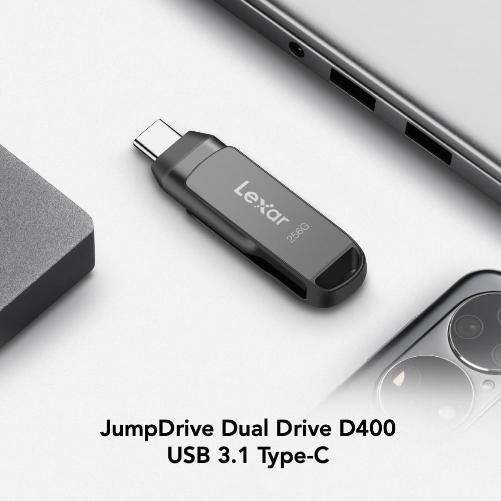 Lexar JumpDrive Dual Drive D400 32GB 64GB 128GB 256GB high-speed USB 3.1 Type-C Type-A Flash Drive for Storage Expansion Mac PC