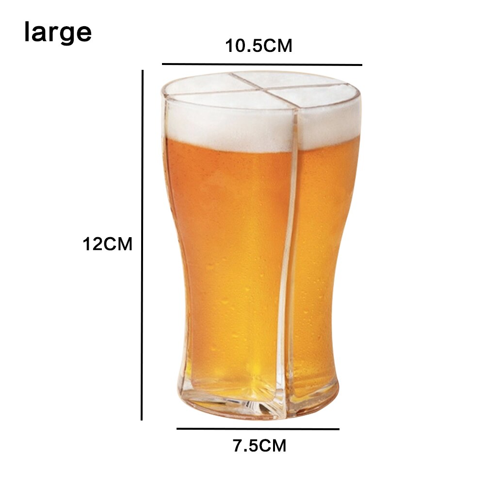 Super skonnert 4 del stor kapacitet ølglas krus kop adskillelig tyk øl krus glas kop gennemsigtig til klubbar fest: B