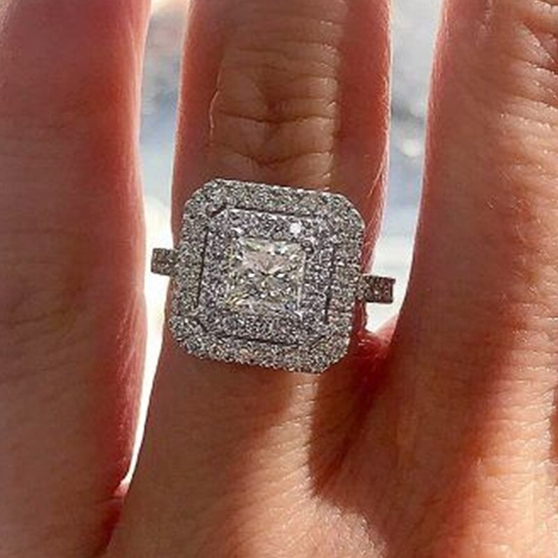 Huitan Classic Square Cubic Zirconia Wedding Rings... – Vicedeal
