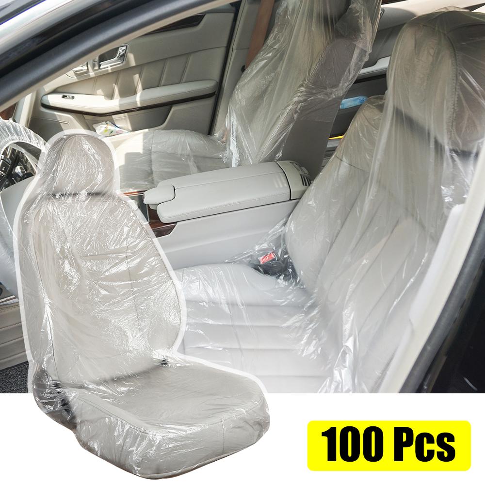 100/200 st universal engångs transparent, dammskyddande bilbarnstolskydd plast verkstad garage interiör tillbehör: 100 st