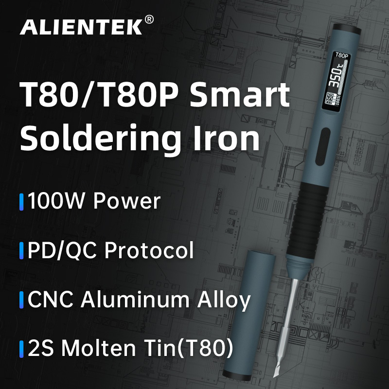 ALIENTEK T80 T80P Lötkolben Einstellbare Temperatur Werkzeug DC 20V 80-450 ℃ Präzisionsreparaturstation PD 100 W tragbares Wärmewerkzeug