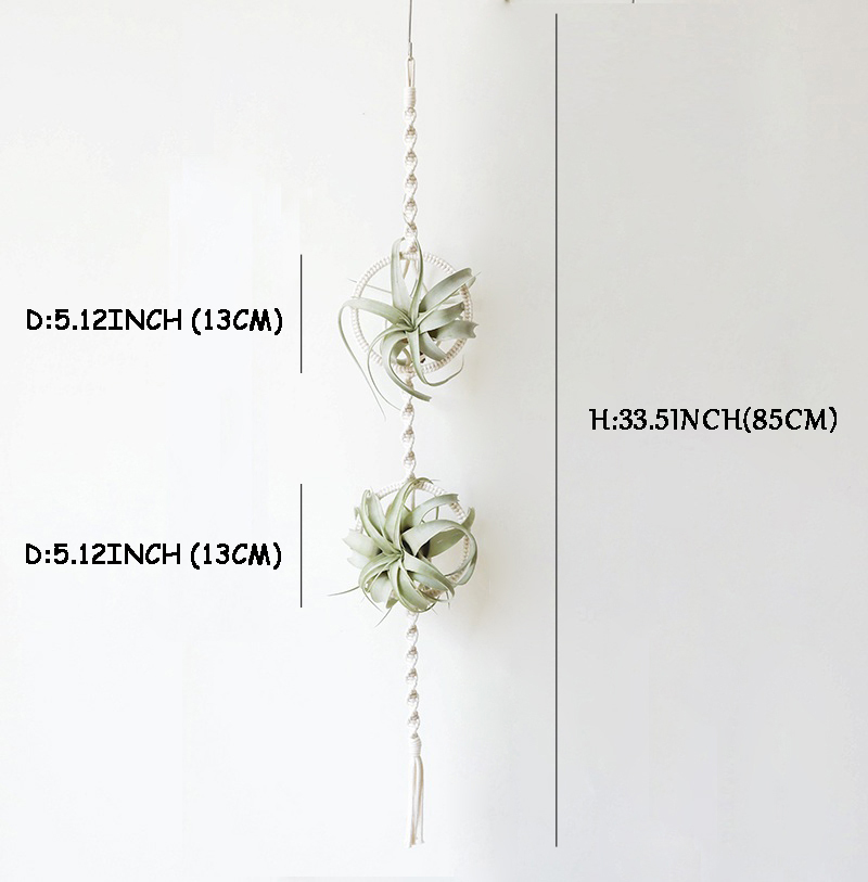Soporte de macramé para plantas de aire, colgador para plantas de aire bonitas, Mini plantas suculentas, Tillandsia y plantas artificiales, tapiz de pared para decoración del hogar: GT-11