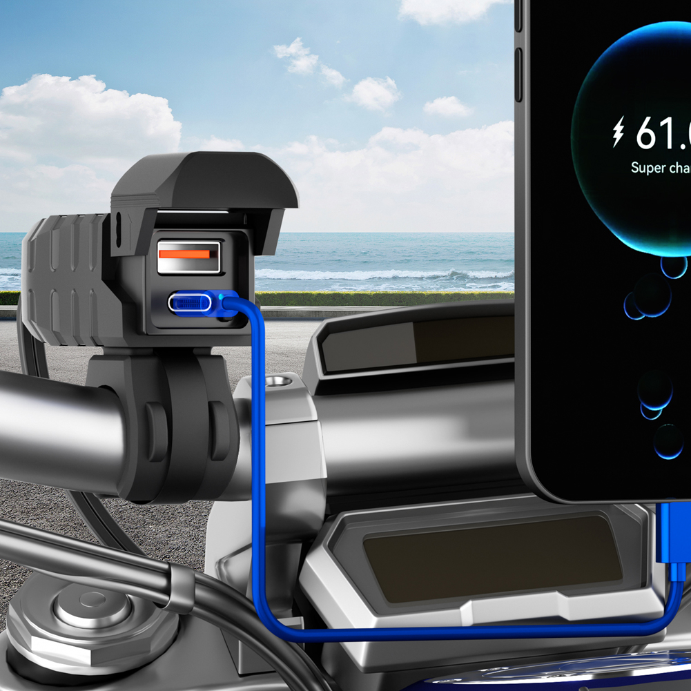 PD QC3.0 motorfiets USB-oplader 12V stuur snellader adapter waterdichte motorfietsaccessoires voor telefoon tablet GPS enz.