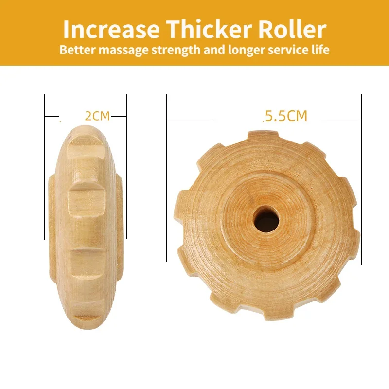 Körper-Faszien-Massagegerät, rutschfester Griff, Holz, gerillte Ausrügestochen, Arme, Beine, Oberschenkel, Gesäß, glattes Rollenmassagegerät zur Rückenentspannung
