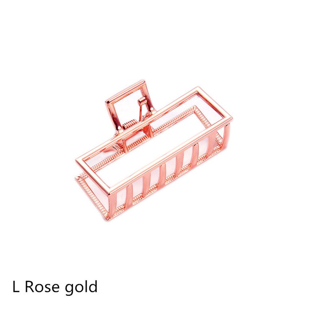 Kvinder geometrisk hår klo ensfarvet hår krabbe retro firkantet form perle hår spænder klør hår tilbehør stor størrelse hårnål: Rosa guld l