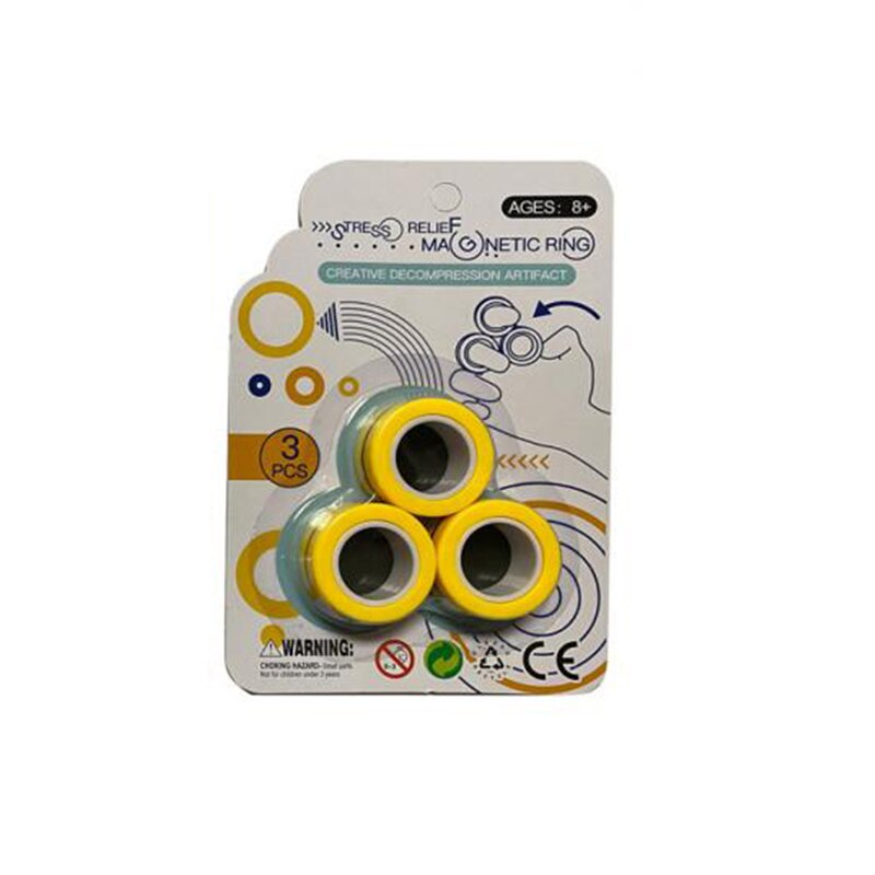 Dito Anello Magnetico Anello di colore Casuale di Decompressione per Alleviare Lo fatica Sollievo Autismo L'ansia del Giocattolo di Trasporto libero: giallo