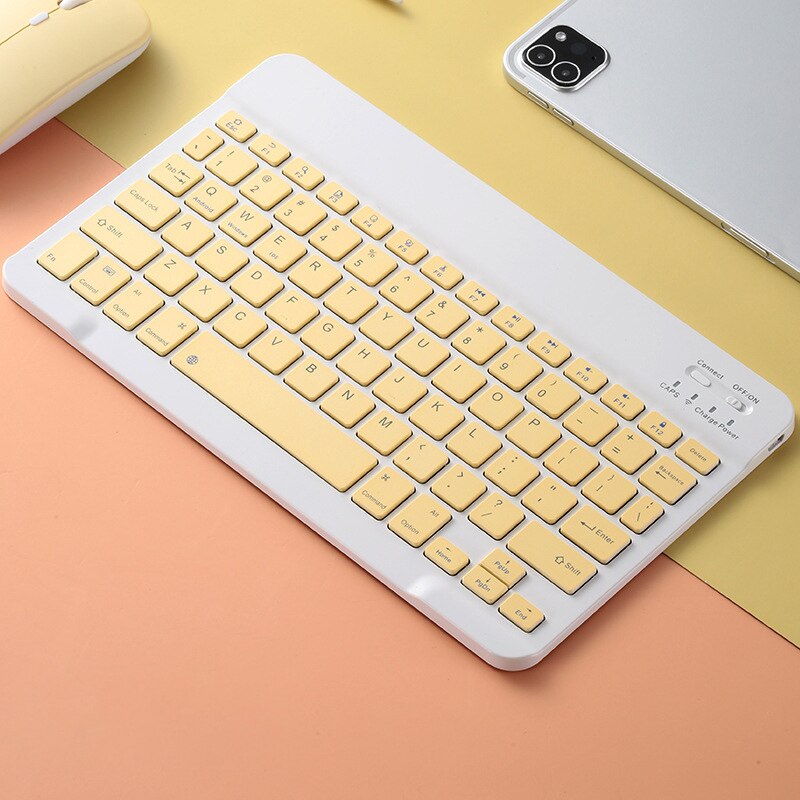 Teclado y ratón Bluetooth para tableta y teléfono, accesorio Universal de 10 pulgadas para Samsung S6, iPad Pro Air 4, 2,4G: yellow keyboard