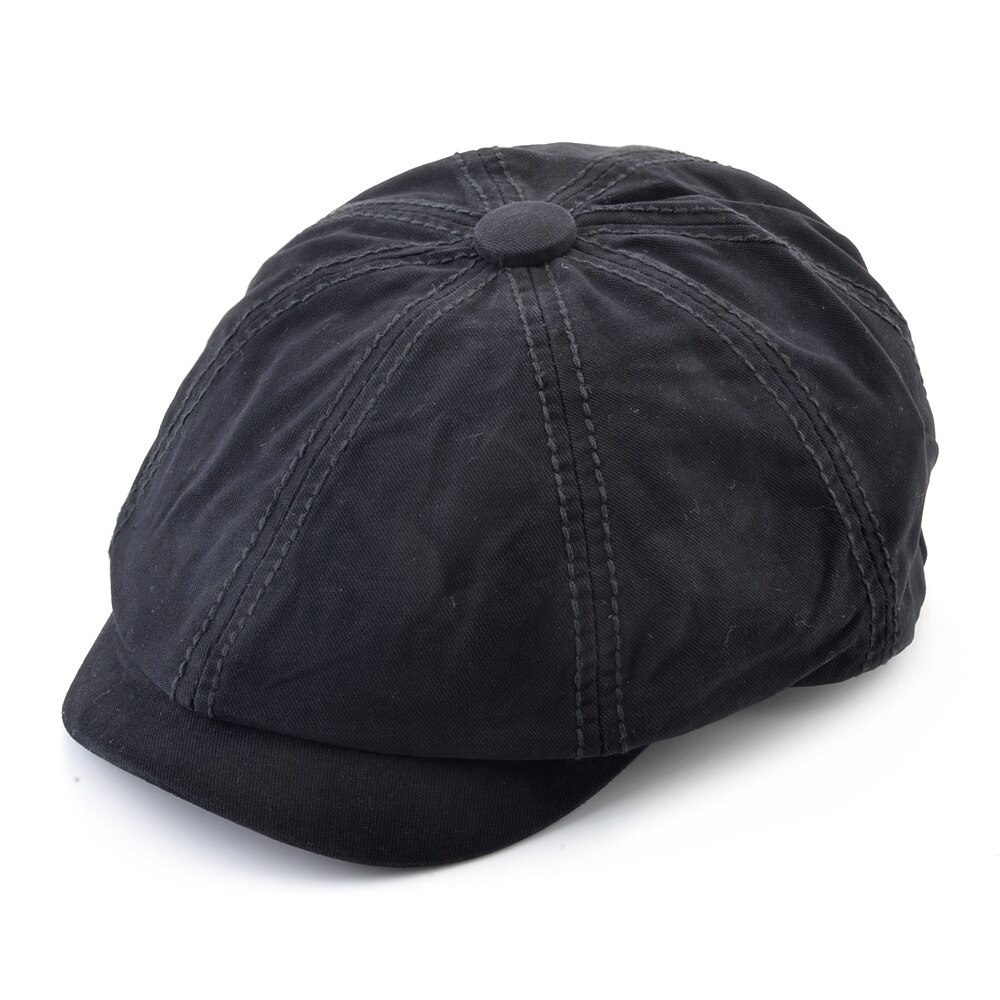 Men&#39;s Casual Newsboy Hat Spring And Autumn Retro Beret Hat Outdoor Casual Hats Unisex Octagonal Cap Solid Color Peaked Cap: Black