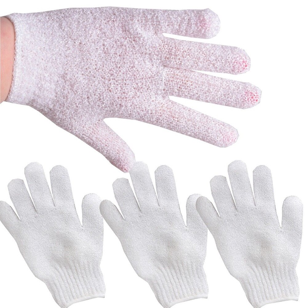 4 stk hvid massage scrub eksfolierende ansigt/ben/kropsrens rensende slik farve spa vask hud brusehandsker