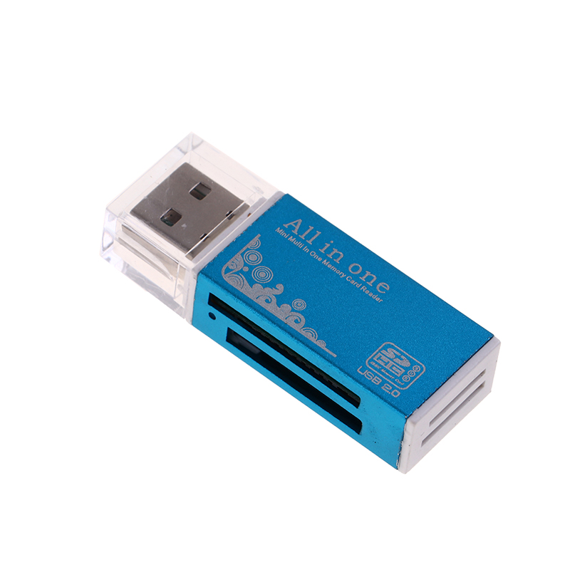 4 in 1 kartenleser-adapter usb 2.0 multifunktionskartenleser für mmc/dv, ms duo/ms pro duo, micro ms  (m2)/  t-flash-karten: Blau