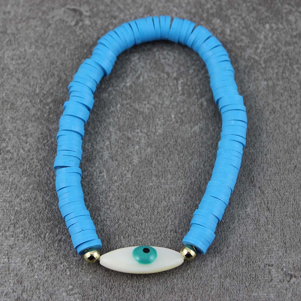 Ga Naar Het Strand Voor Zomer Armbanden Voor Vrouwen Kleurrijke Polymeer Klei Kralen Armband Eye Shell Armbanden: color1