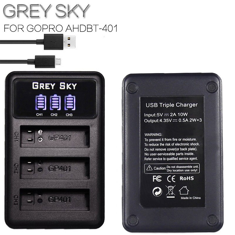 Smatree Batterij en snelle dual-lader voor GoPro Hero3 , Hero3, vervanging voor GoPro AHDBT-201, AHDBT-301, AHDBT-302, AHBBP-301, ACARC-001, AWALC-001
