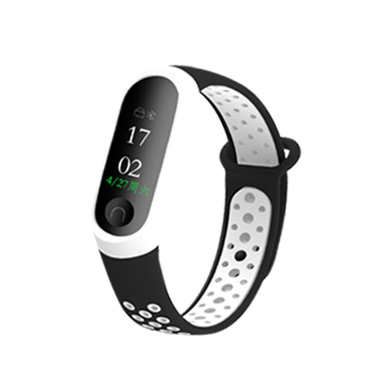 Sport Mi Band 3 Strap Wrist Strap For Xiaomi Mi Band 3 Sport Silicone Wristband For Mi Band 3 Smart Watch Bracelet Accessories: black and white