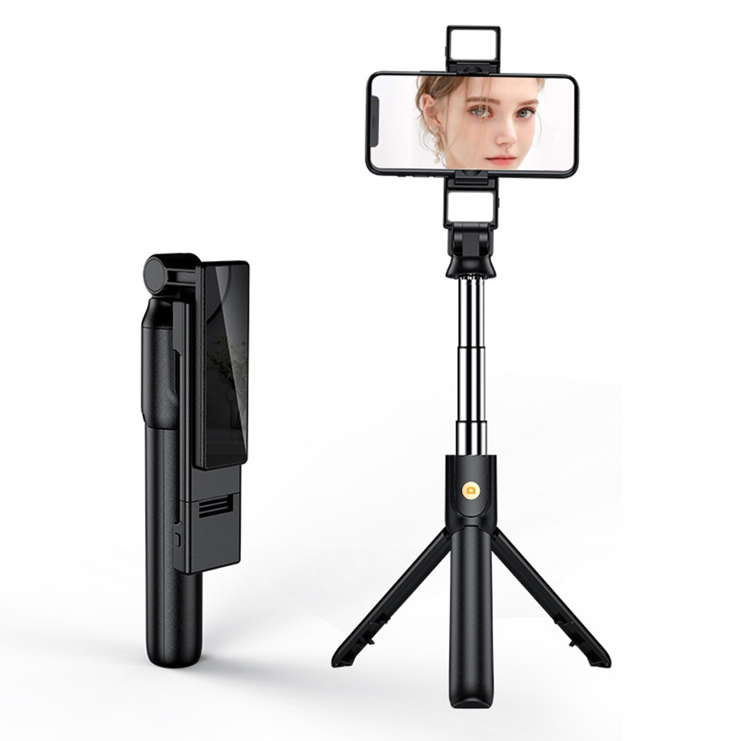 Selfie Stok Met Afstandsbediening + Led Dual Licht Uitschuifbare Selfie Stok Statief Stand Voor Iphone/ Android Smartphone