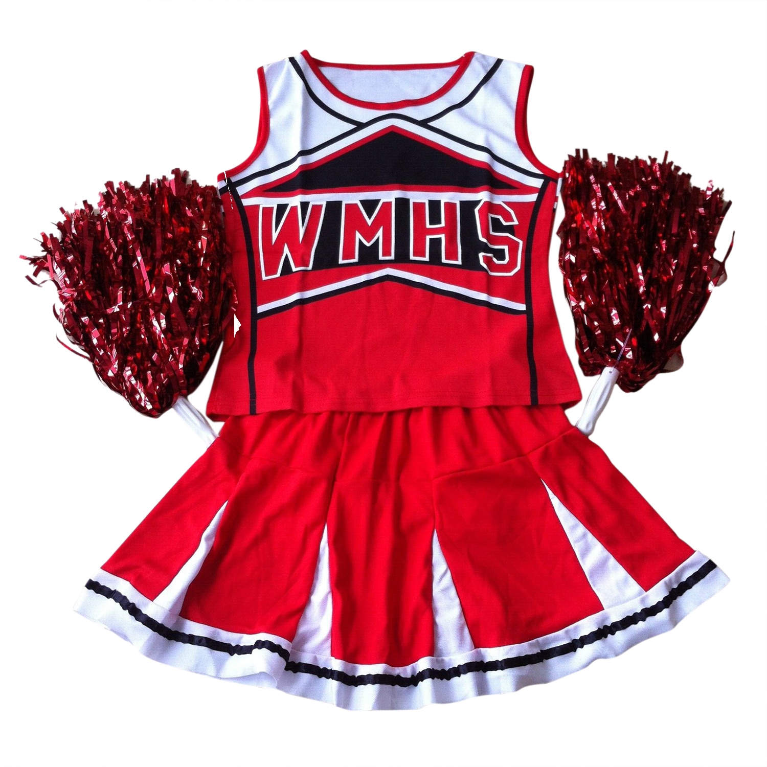 SODIAL(R)Tank top Petticoat Pom cheerleader cheer leaders L (38-40) 2 piece suit red costume