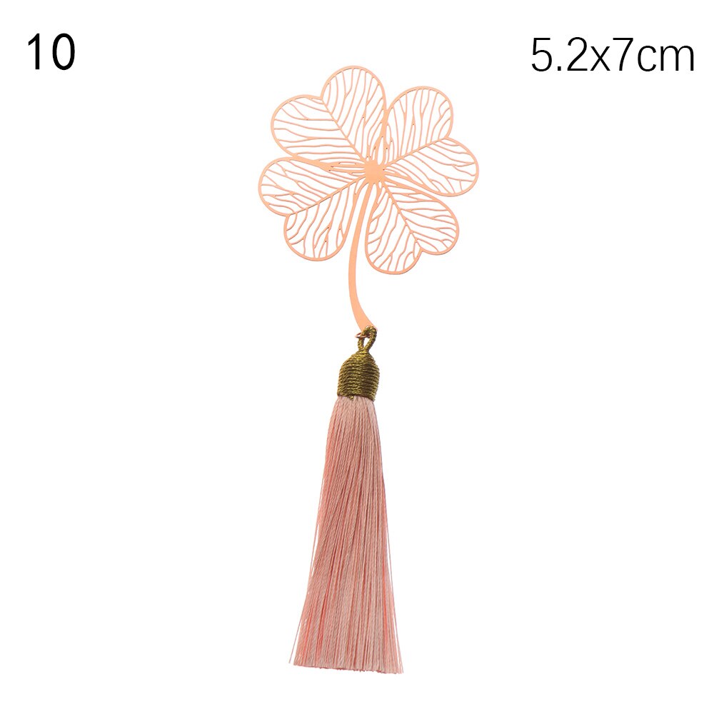 Retro Chinese Style Hollow Gold Metal Bookmark Maple Leaf Vein Fringed Pendant Apricot Leaf Bookmark Stationery: 10