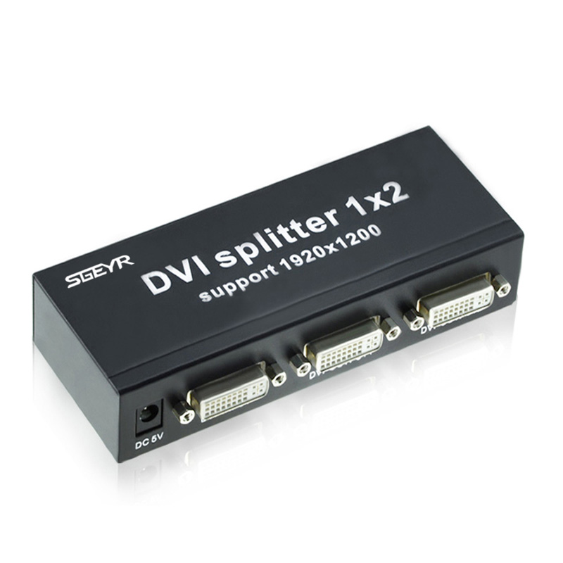 2-Port DVI Splitter 1x2 Dual Link DVI-D Resolution Up to 1920x1080 DVI Video Splitter 1 in 2 Out DVI Splitter with Power Supply: AU Plug-Splitter DVI