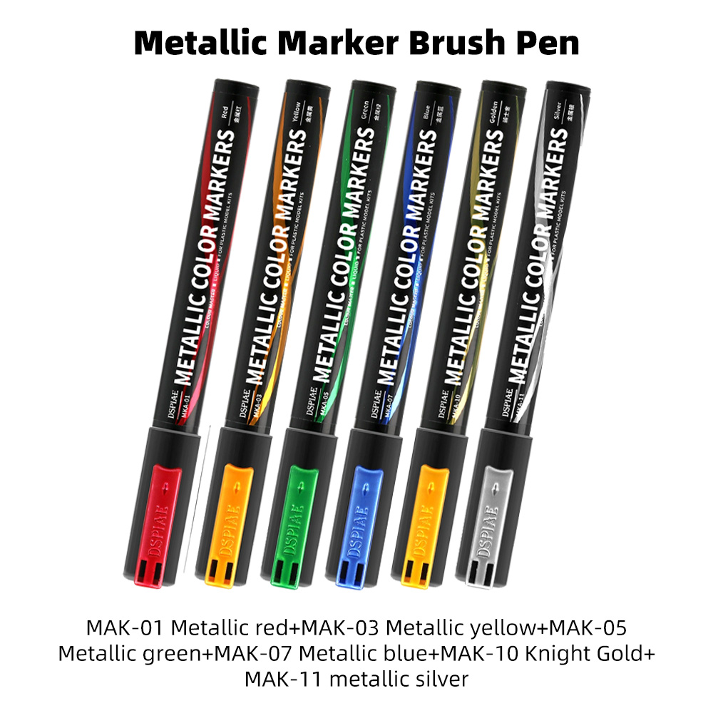 DSPIAE MKA 12 Farben Super metallisch Marker Pinsel Stift Wasserbasis Weichen Kopf farbe für Gundam Mecha Modellbau Hobby DIY Werkzeug: Ombre