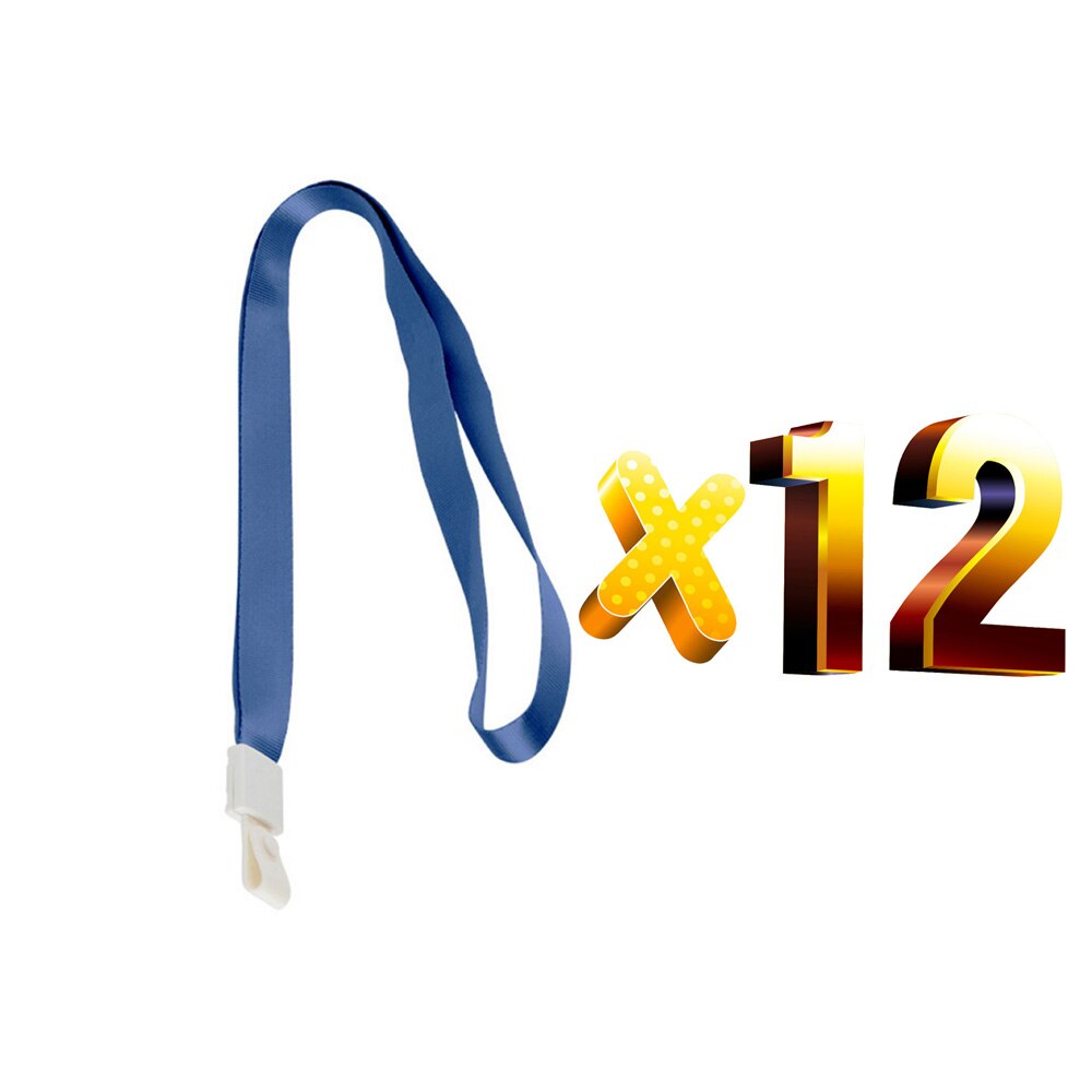 Lot 12pcs Color ID Card Holder Lanyards Soft Hook Badge Holder Strap Safe Neck Hanging Rope Wide Lanyard: Blue Lanyard