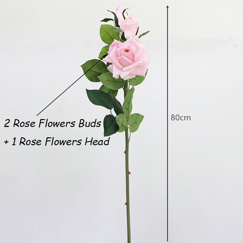 Flone Artificial Flowers 3 Heads Rose latex real touch Floral Simulation Flower Branch Wedding Party Home Dining Room Decoration