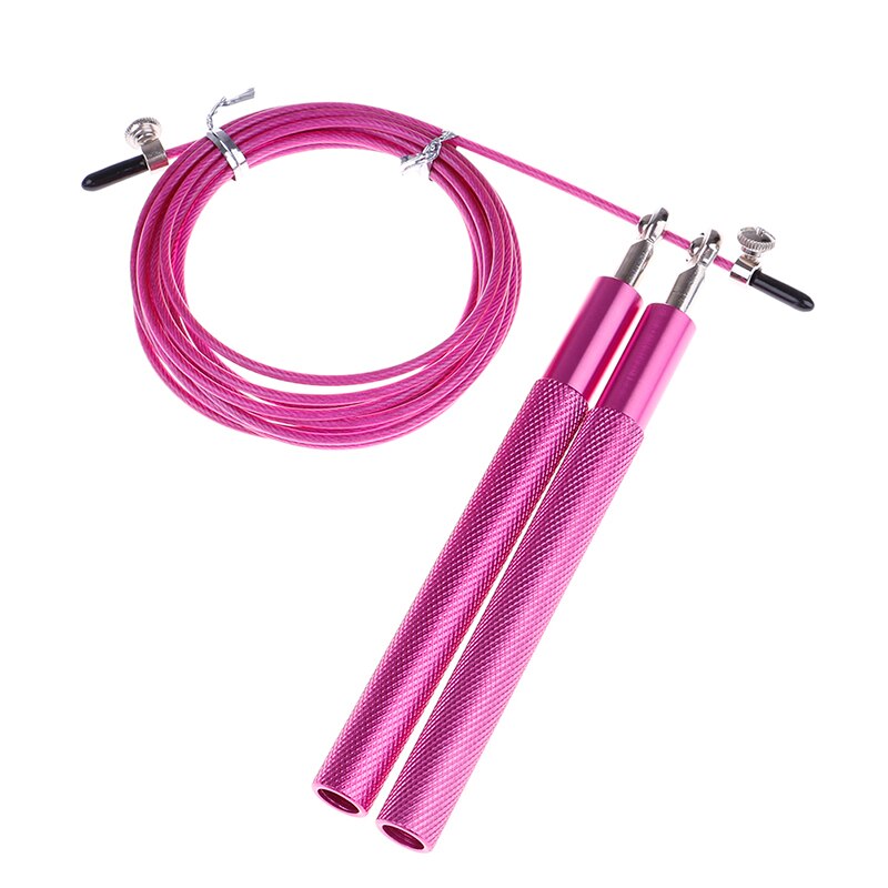 8 Colors Sport Speed Jump Rope Ball Bearing Metal Handle Skipping Stainless Steel Cable Fitness Equipment: Rose red