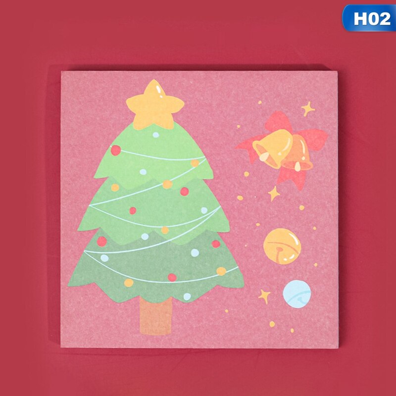 Novelty Cartoon Christmas Sticky Snowman Christmas Tree Printed Notes Stickers Student Stationery Sticky Posts Party Supplies: 2