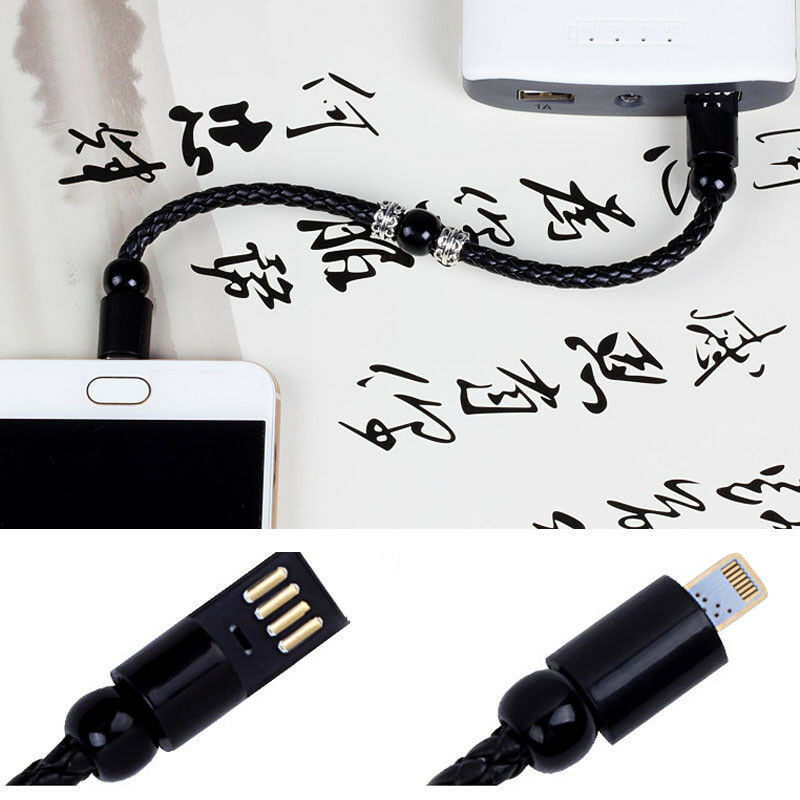 USB portátil joyas cuentas pulsera USB cargador datos pulseras Cable Gadgets para iPhone Huawei tipo C Micro