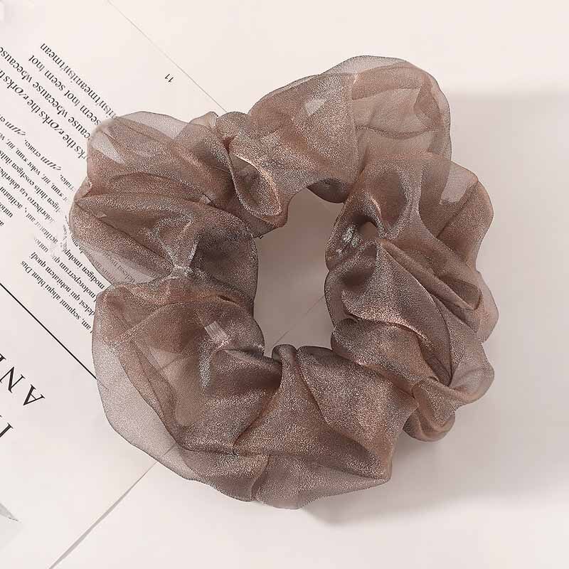 Oversized Hair Scrunchies For Women Solid Organza Scrunchie Hair Rubber Bands Elastic Hair Ties Accessories Ponytail Holder: Bean paste color