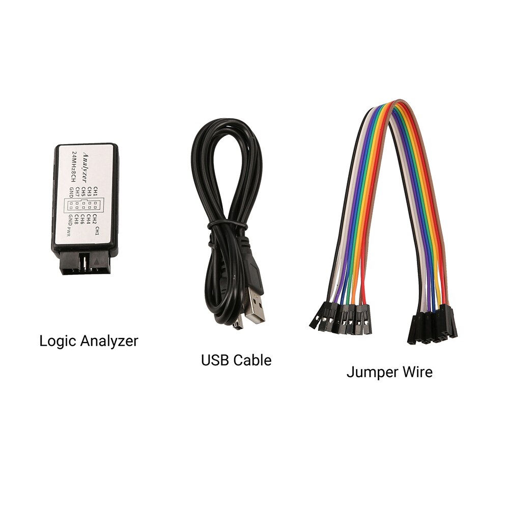 LA1002 Mini Draagbare Usb Logic Analyzer 5Mhz 24M 8 Channel Logic Analyzer Apparaat Set Fpga Debug Tool Met kabels Voor Spi Voor Kan