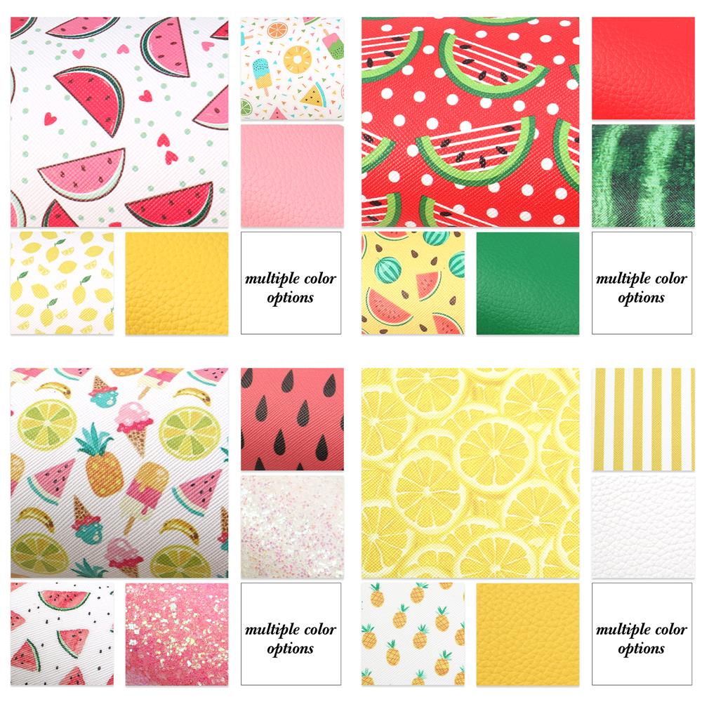 David accessories 10pcs/set 20*33cm Fish Scales Pineapple Watermelon Faux Synthetic Leather,DIY HairBow Bags Material,1Yc6308