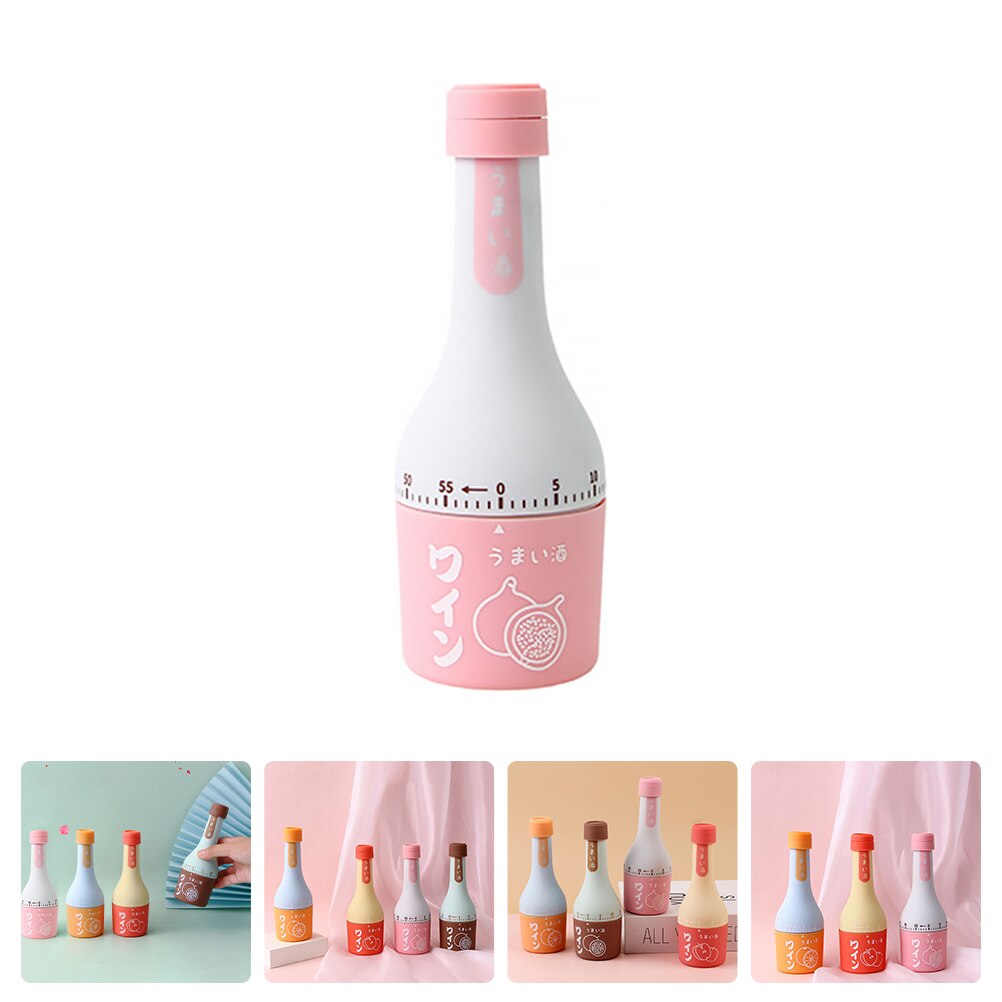 Bottle-shape Mechanical Timer Plastic Timer Bottle Cooking Baking Timing Device: Pink