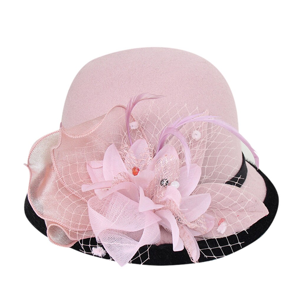 Mor dame top hat efterår og vinter uldne cloche hatte kvinde fest formel top klasse 100%  uld filt top hat: Lilla