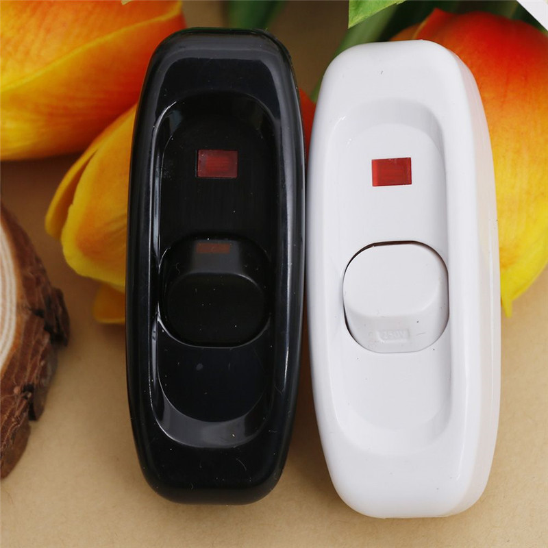 1 Pcs 110-250V 10A White & Black Desk Light ON/OFF Inline Switch Table Lamp Rocker Switch