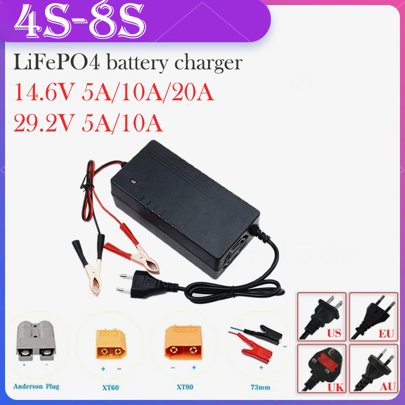 12.8V 14.6V 10A 20A 29.2V 5A 29.4V 5A Lader 4S 8S serie LiFePO4 Batterij 12V 12.8V 24V 25.2V 5A 10A 20A LiFePO4 Batterij Oplader