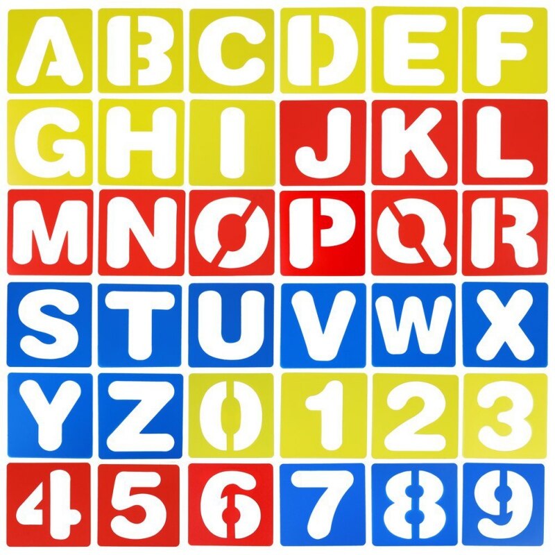 Hollow Numbers Alphabet Painting Template Kids Painting Learning Stencil Drawing Templates