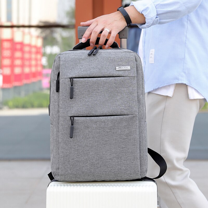 Simple men's stereo backpack USB charging breathable decompression waterproof backpack student schoolbag Laptop Backpack