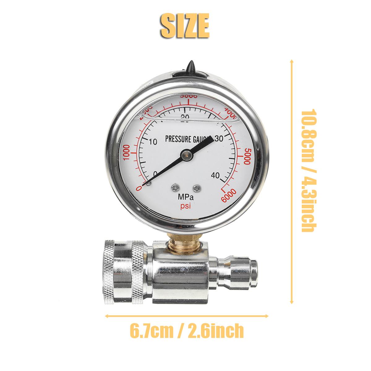Axial Stainless Steel Indicator Hydraulic Pressure gauge Thread 40MPa 6000PSI Manometer Pressure Gauge Thread Diameter