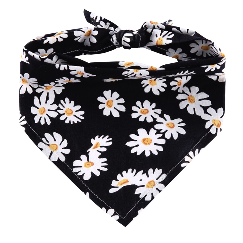 Bandana en coton doux pour chien, grand foulard imprimé à la , accessoire pour chiot, chaton, petit, moyen gabarit, chat: Black / S