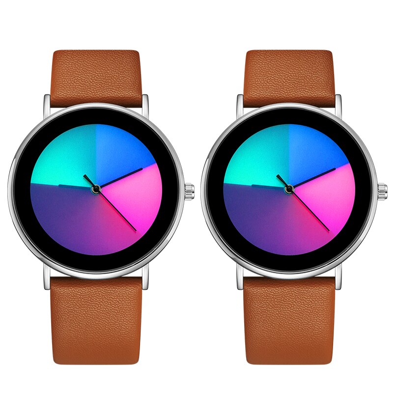Changing Color Casual Quartz Women Watches Girl Wristwatch Stainless Steel Female Watch Clock Reloj Mujer: Couple-SilverBrown