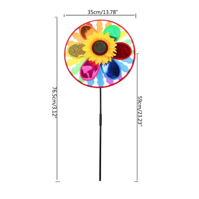 Kids Sunflower Windmill Wind Spinner Rainbow Whirligig Wheel Home Lawn Yard Decor