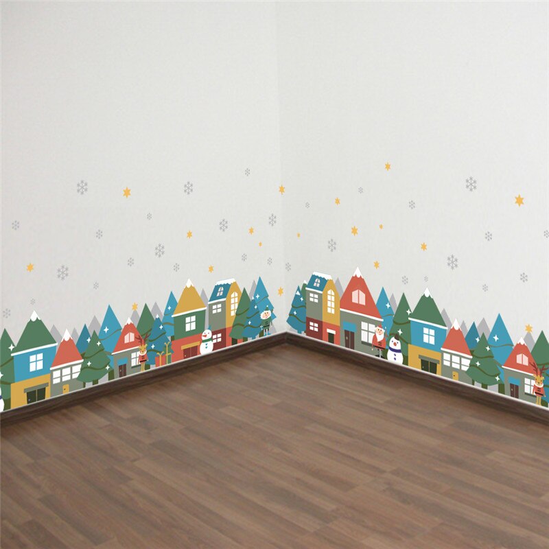 Christmas village snowflake wallstickers store vindusglass dekal fest stue dekorasjon