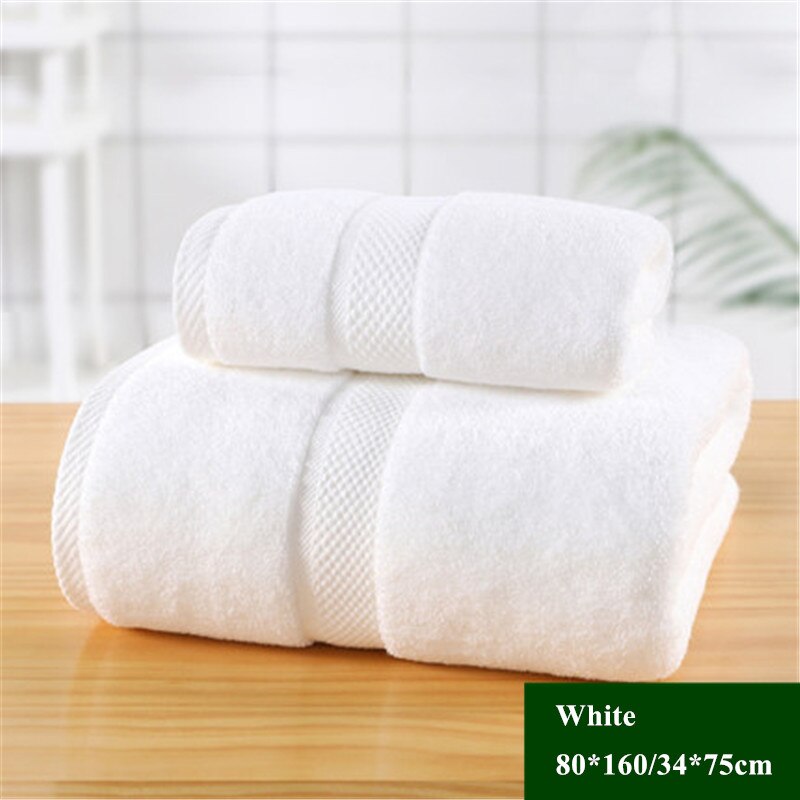 Large Bath Towels For Adults 80*160 cm 850g 100% Cotton Luxury Beach Towel Bathroom Sauna Cover Sheet Towel: White3