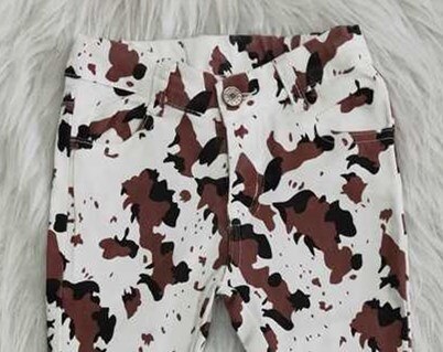 Baby Girl Comfortable Cow Brown Pants Trousers Bell Bottom Jeans